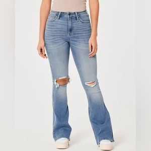 HIGH-RISE RIPPED MEDIUM WASH VINTAGE FLARE JEANS